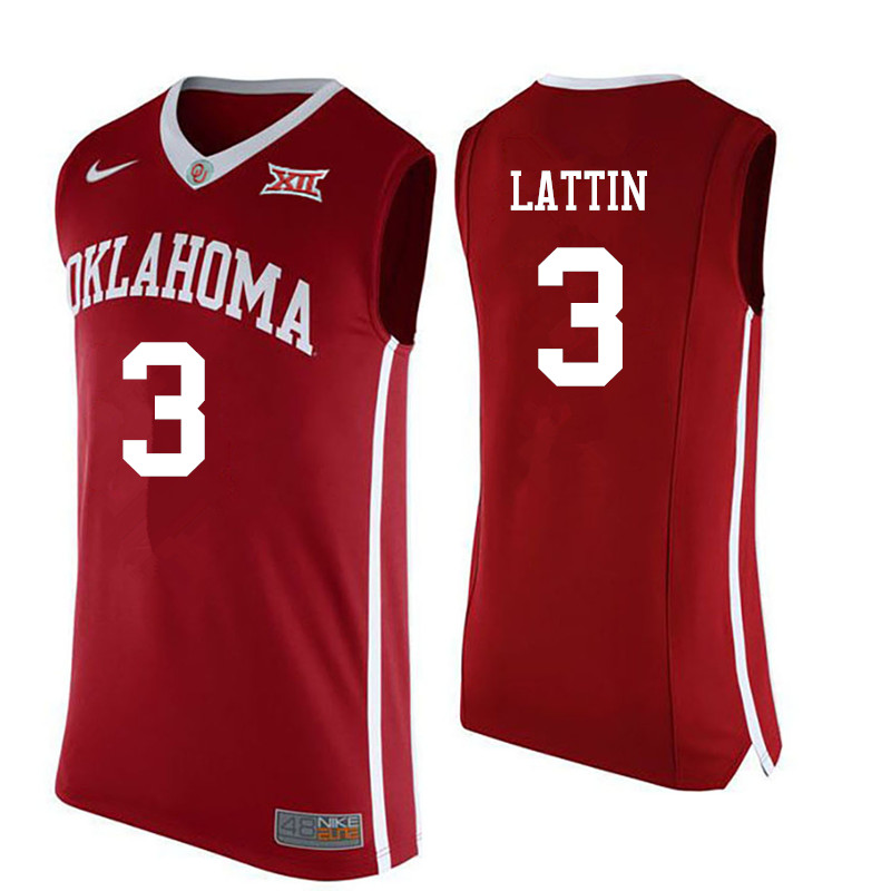 Oklahoma Sooners #3 Khadeem Lattin College Basketball Jerseys-Red